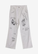 Basketcase Standalone Scrrible Print Cotton Trousers, White