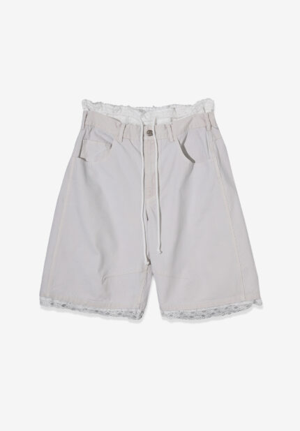 Basketcase Standalone Lace Layered Pigment Trouser, Light Grey