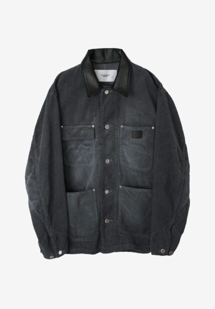 Basketcase Gallery 8W Cotton Corduroy Leather Collar Coverall, Gray