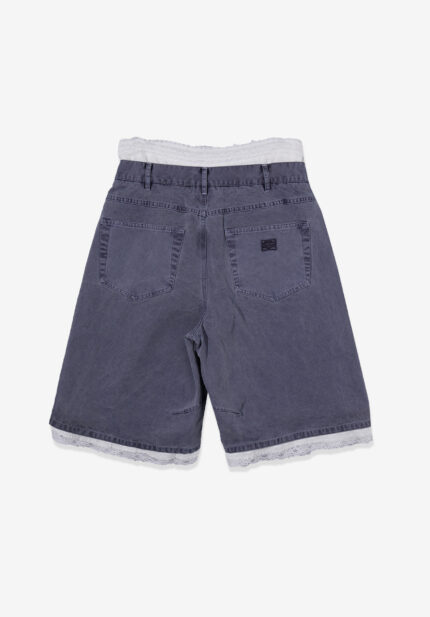 Basketcase Standalone Lace Layered Pigment Trouser, Blue