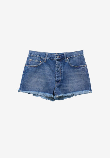 Basketcase Rhodolirion Button Fly Short Pant - Damaged Denim, Indigo