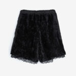 Basketcase Standalone Lace Trimmed Velour Shorts, Black