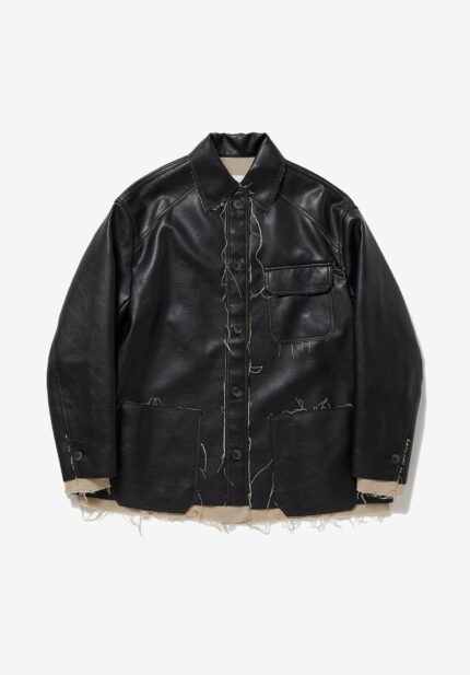 Basketcase Gallery Washed Leather Jacket, Black